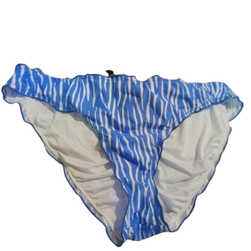 BCBG Paris Bikini Bottom White and Blue Swimwear Bikini Bottom Xl NWT